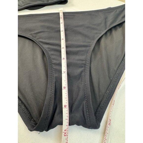 Black Bikini Set M Strappy Top Low-Rise Bottom Y2K Festival Swimwear Cool - Picture 7 of 11